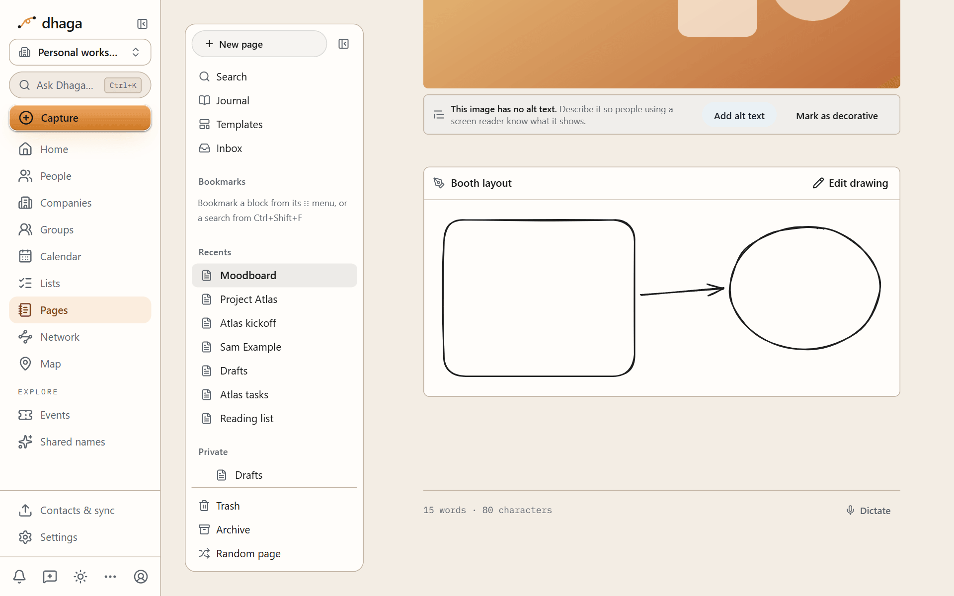 A drawing block on a page showing a simple sketch